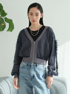 LADYMADE(レディメイド) |フロントジップチュールフリルカーディガン