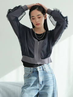 LADYMADE(レディメイド) |フロントジップチュールフリルカーディガン
