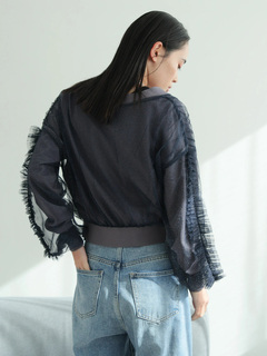 LADYMADE(レディメイド) |フロントジップチュールフリルカーディガン