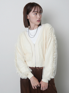 LADYMADE(レディメイド) |フロントジップチュールフリルカーディガン