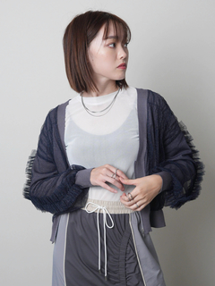 LADYMADE(レディメイド) |フロントジップチュールフリルカーディガン