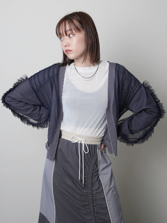 LADYMADE(レディメイド) |フロントジップチュールフリルカーディガン
