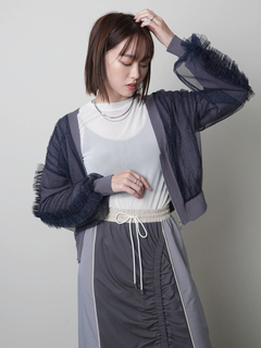 LADYMADE(レディメイド) |フロントジップチュールフリルカーディガン
