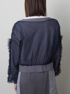 LADYMADE(レディメイド) |フロントジップチュールフリルカーディガン