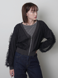 LADYMADE(レディメイド) |フロントジップチュールフリルカーディガン