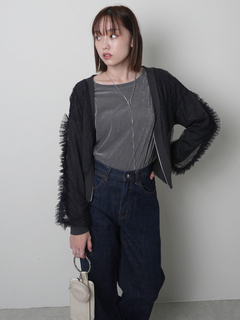 LADYMADE(レディメイド) |フロントジップチュールフリルカーディガン