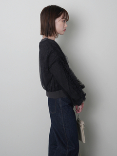 LADYMADE(レディメイド) |フロントジップチュールフリルカーディガン