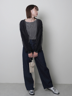 LADYMADE(レディメイド) |フロントジップチュールフリルカーディガン
