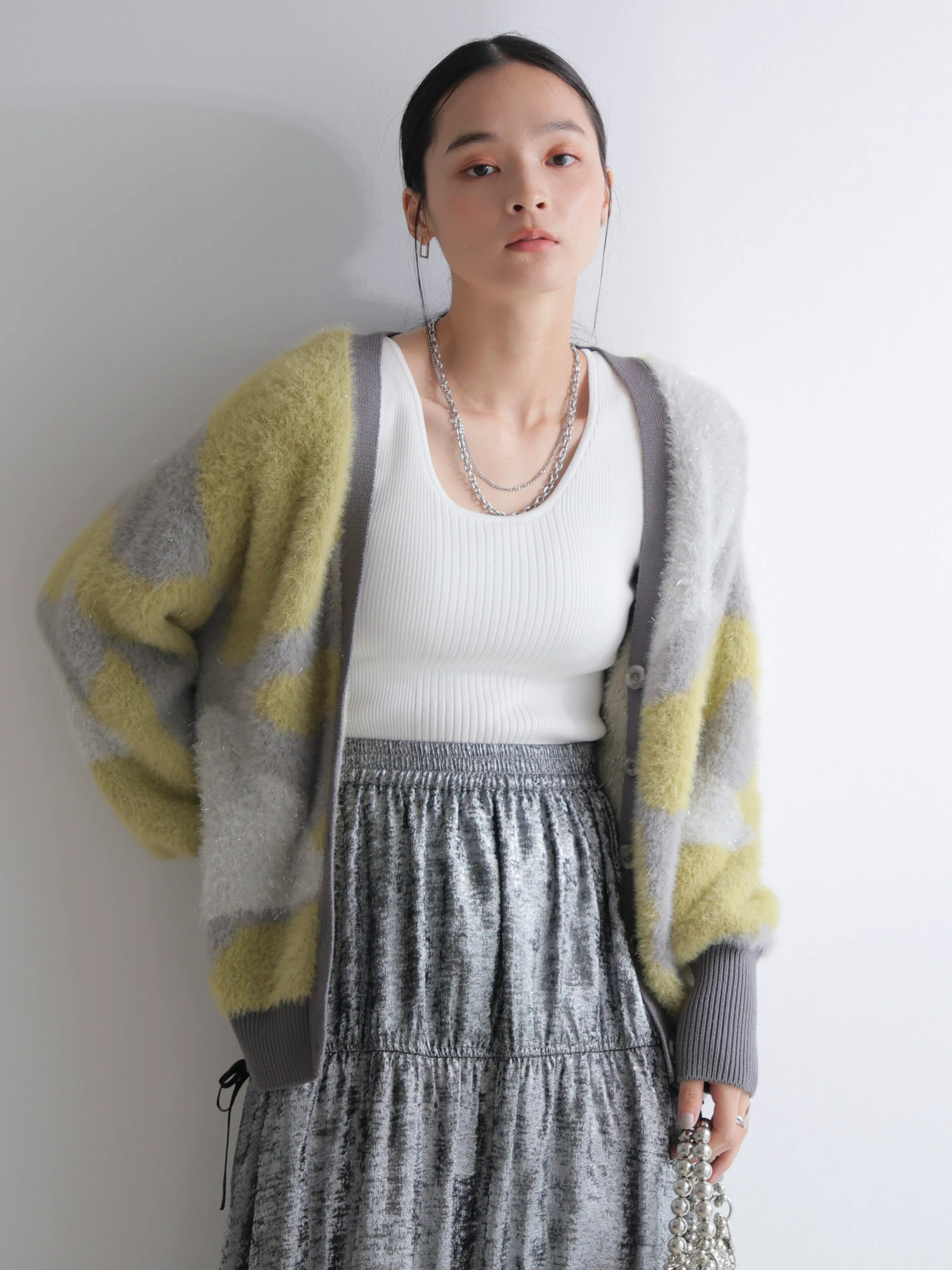 LADYMADE（レディメイド）｜ ラメフェザージャガードニット