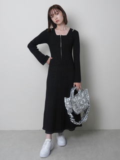 LADYMADE(レディメイド) |フロントジップレイヤードニットワンピース