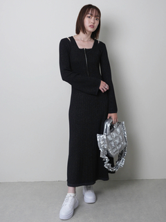 LADYMADE(レディメイド) |フロントジップレイヤードニットワンピース