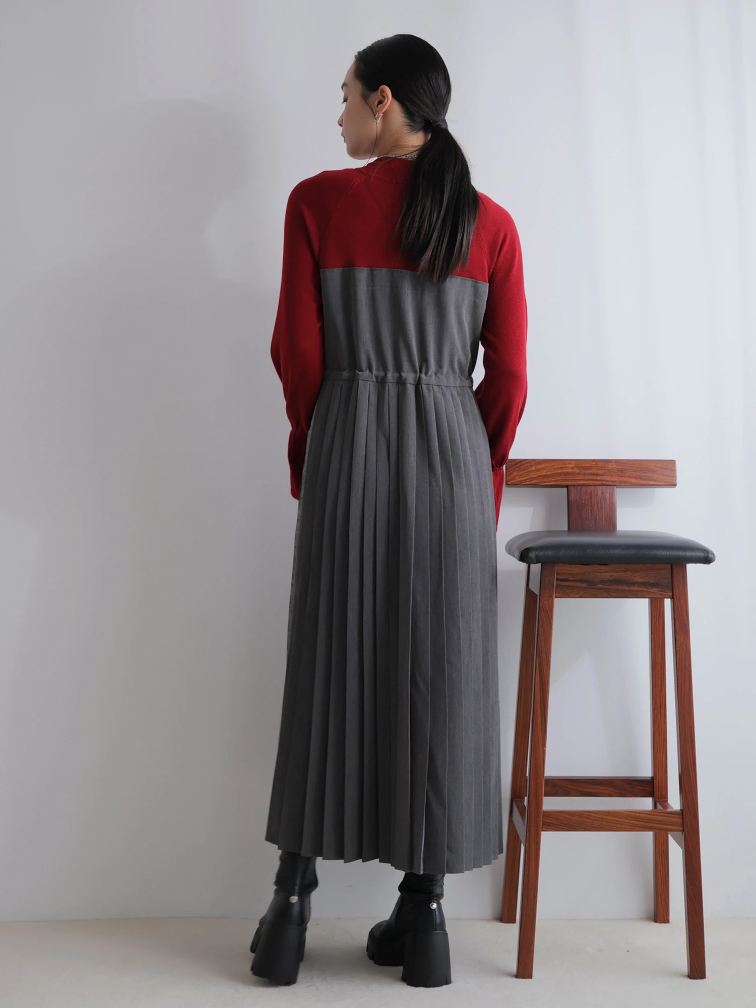 LADYMADE（レディメイド）｜ ニットドッキングプリーツワンピース