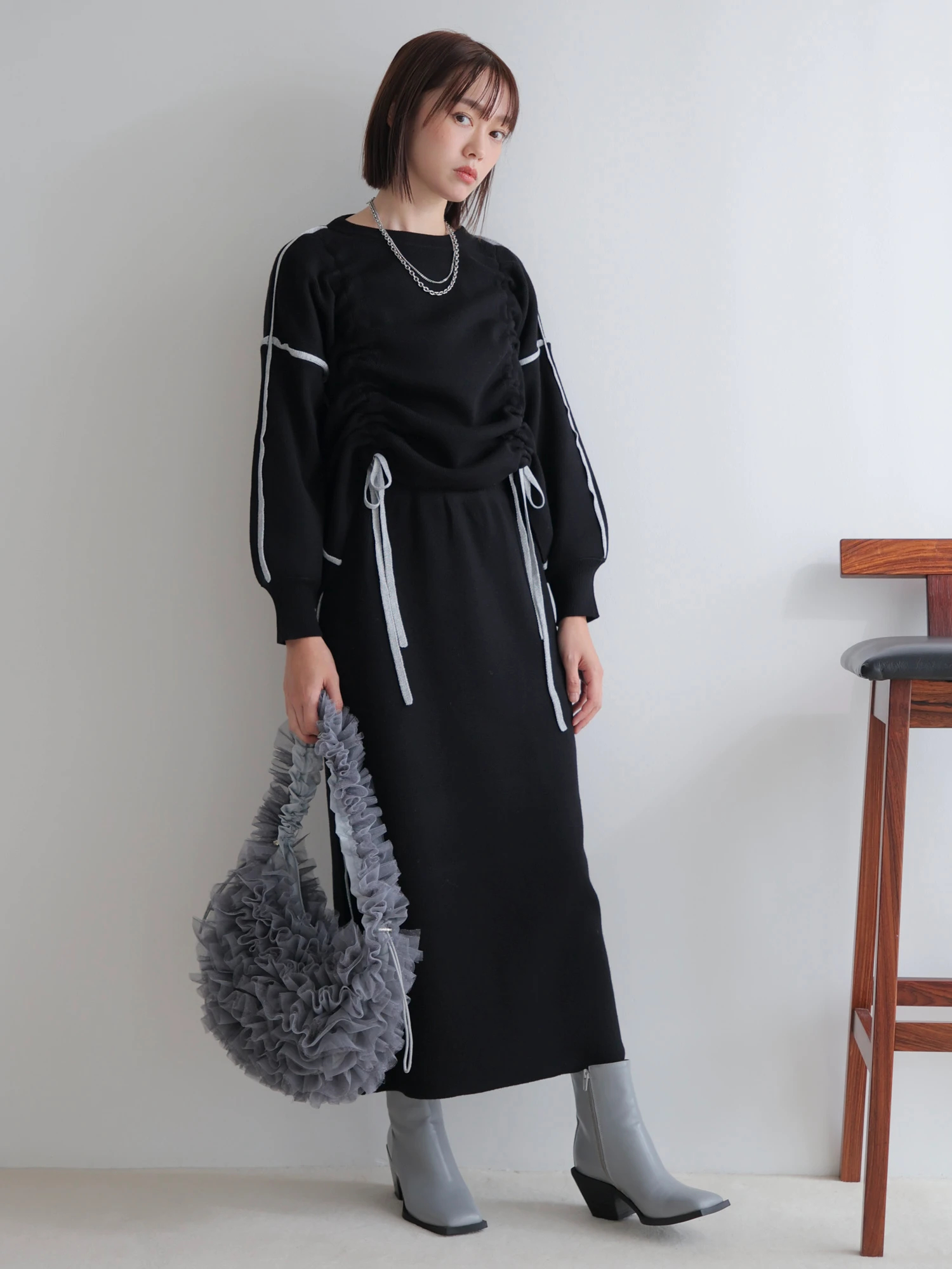 LADYMADE（レディメイド）｜ バイカラードロストニットセットアップ