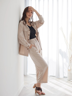 Roine'(ロイン) |Slim wide Glossy パンツ