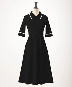 スカラップバイカラーニットワンピース